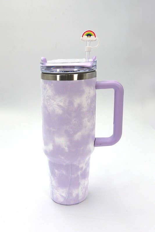 40oz CLOUD FLOWER RAINBOW TUMBLER STRAW COVER CAP